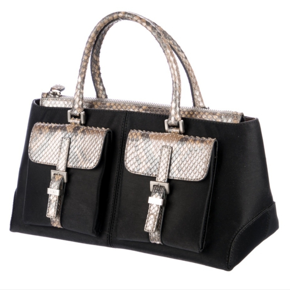 TODS Snakeskin Satin Handle Bag